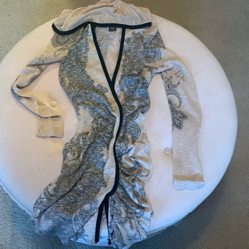 Long Beige and Black Sheer Cardigan